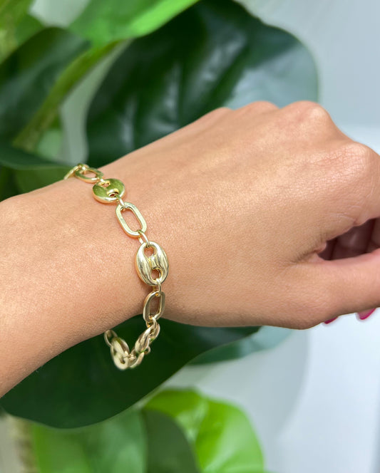 325- NEW 14K Mariner and Oval Link Bracelet (10mm) W.G