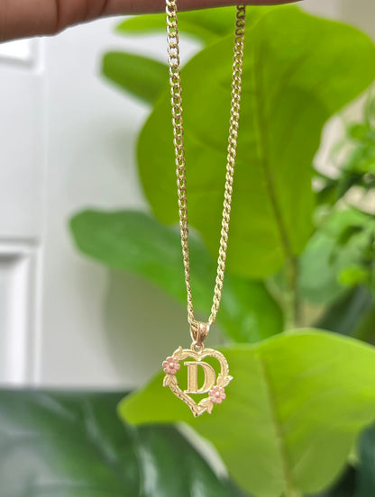 0065- NEW 14K Letter “D” Heart Shape Pendant W.G