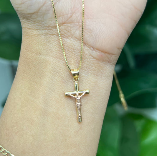 224-NEW 14K Rose Gold Crucifix Pendant -W.G
