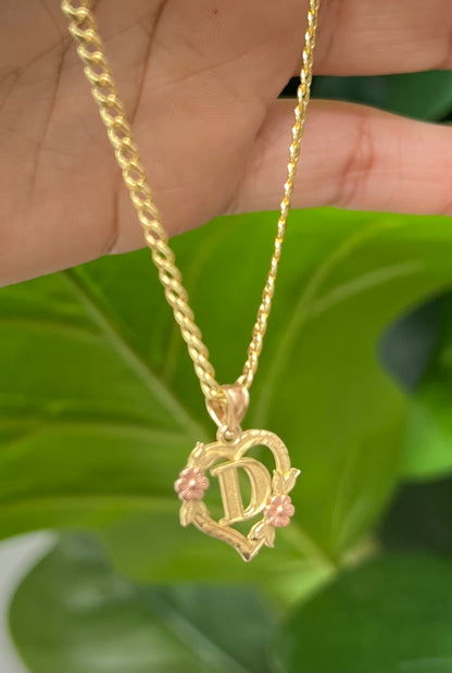 0065- NEW 14K Letter “D” Heart Shape Pendant W.G