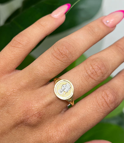 00148- NEW 14K St. Jude Round Gold Ring (W.G)