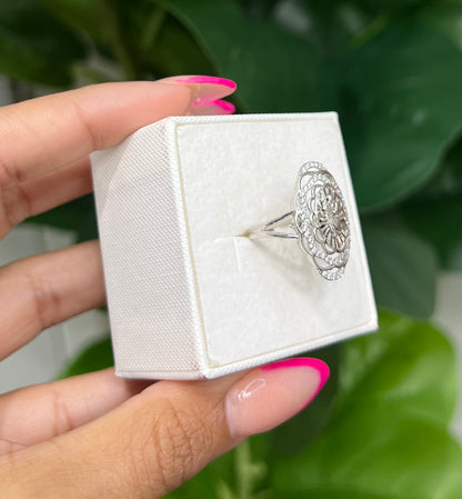 S636- NEW . 925 Sterling Silver Oval St. Jude Ring W.G