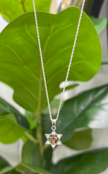 S767- NEW .925 Sterling Silver Star of David Pendant W.G
