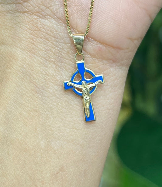 835- NEW 14K Blue Cross Pendant (20x12mm) W.G