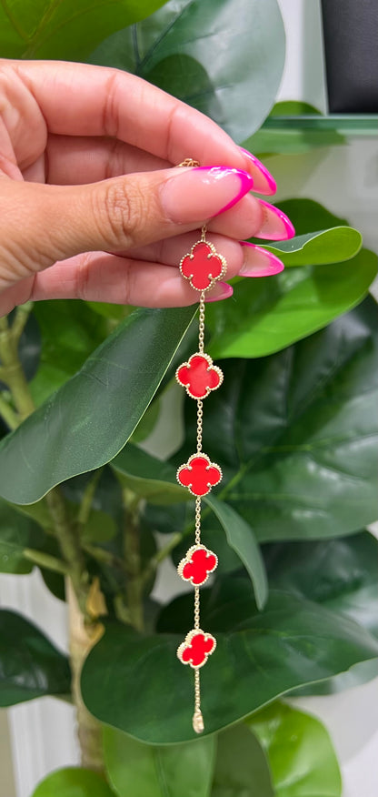 1132- NEW 14K Red Trebol Bracelet (11.7mm) W.G