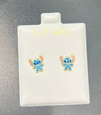 1141- NEW 14K Small Stitch Stud Earrings W.G