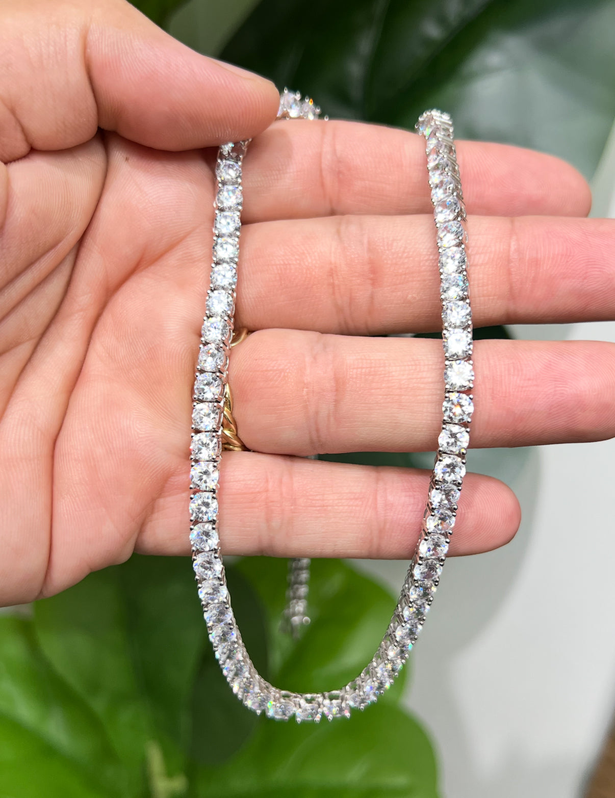 S782- NEW .925 Silver Round Full Cz Tennis Necklace 20” (5mm) W.G