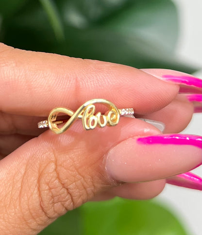 747- NEW 14K Gold Infinity LOVE Ring (W.G)