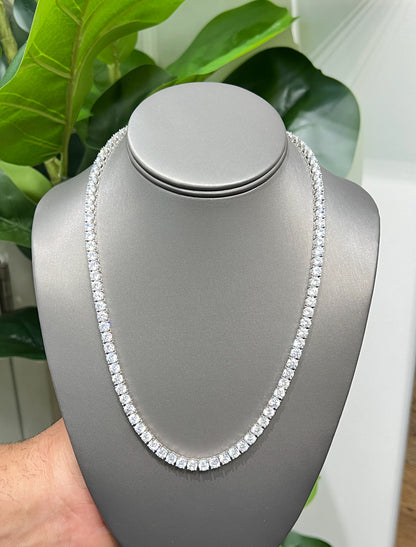 S782- NEW .925 Silver Round Full Cz Tennis Necklace 20” (5mm) W.G