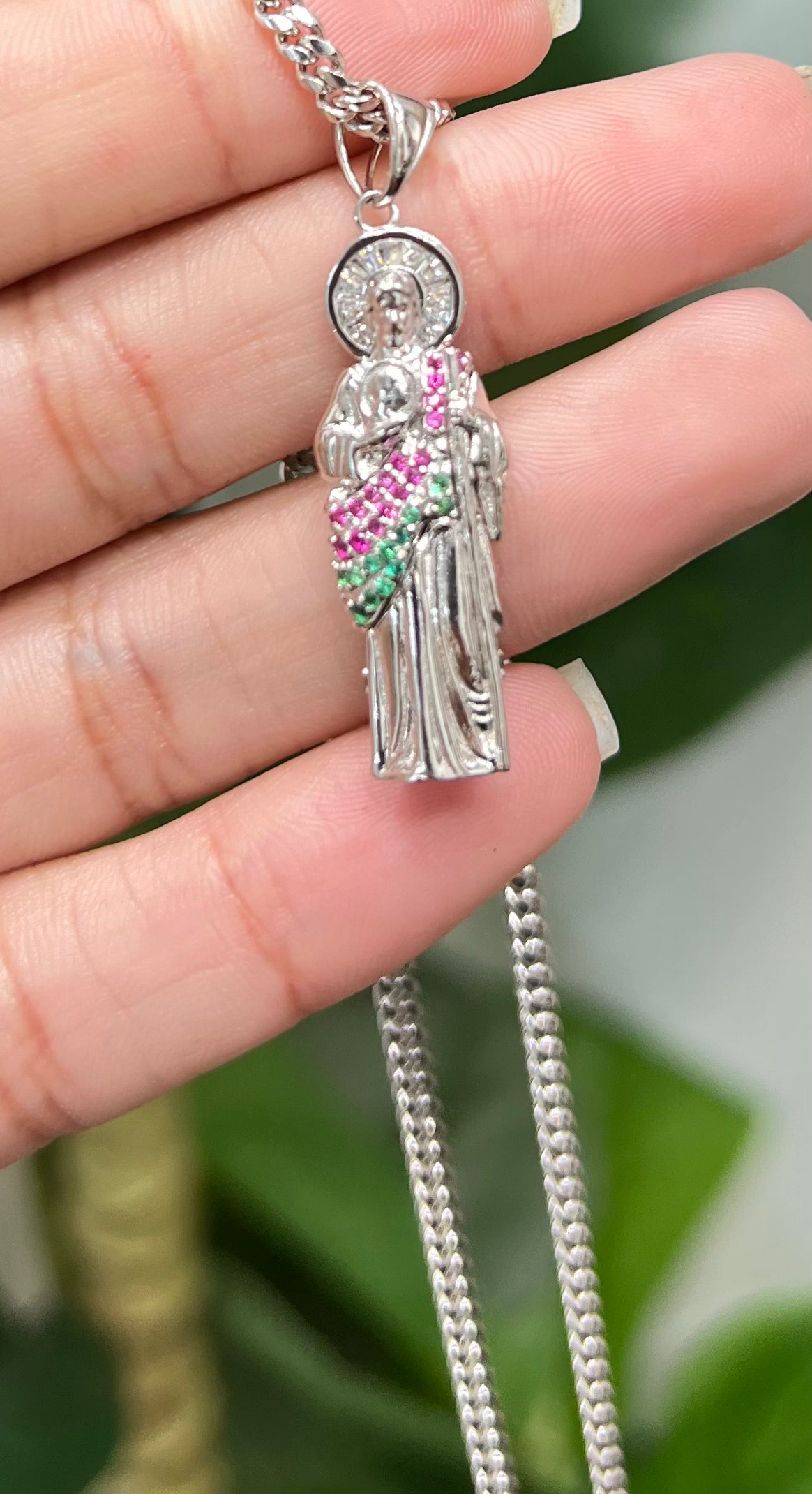 S297- NEW .925 Sterling Silver St Jude 3D Pendant W.G