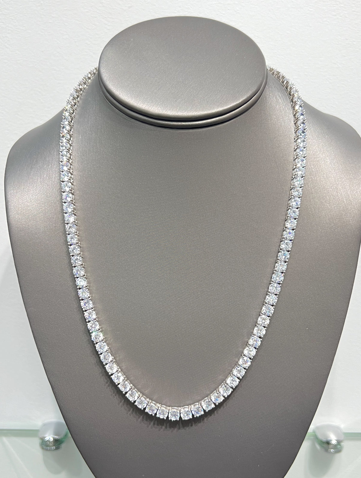 S782- NEW .925 Silver Round Full Cz Tennis Necklace 20” (5mm) W.G