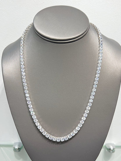 S782- NEW .925 Silver Round Full Cz Tennis Necklace 20” (5mm) W.G