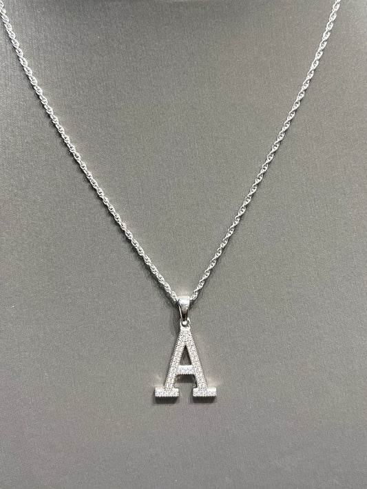 S560- NEW .925 Sterling Silver Letter “ A” Pendant- W.G