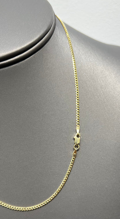 1168- NEW 14K Solid Cuban Curb Chain (2mm) 18" W.G