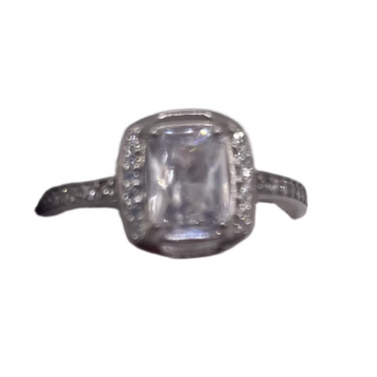 S758- Square Cz Stone Ring Sz 6