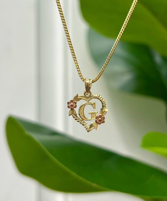 0071- NEW 14K Letter “G” Heart Shape Pendant W.G