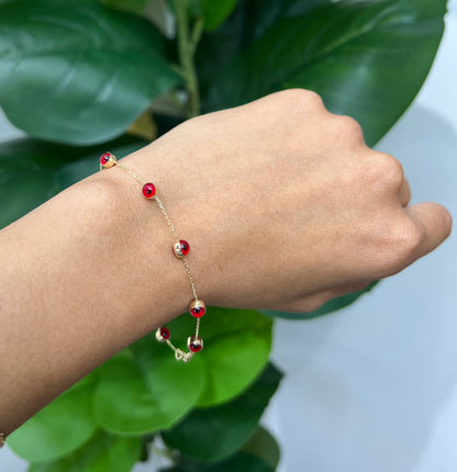 1154- NEW 14K Red Evil Eye Bracelet W.G