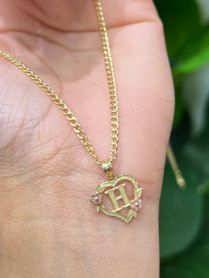 0048- NEW 14K Letter “H” Heart Shape Pendant W.G