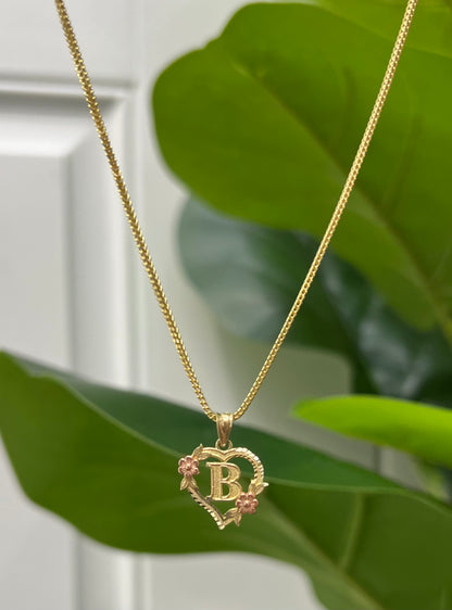 0049- NEW 14K Letter “B” Heart Shape Pendant W.G