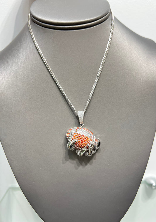 S407- NEW .925 Sterling Silver Claw Football Pendant W.G
