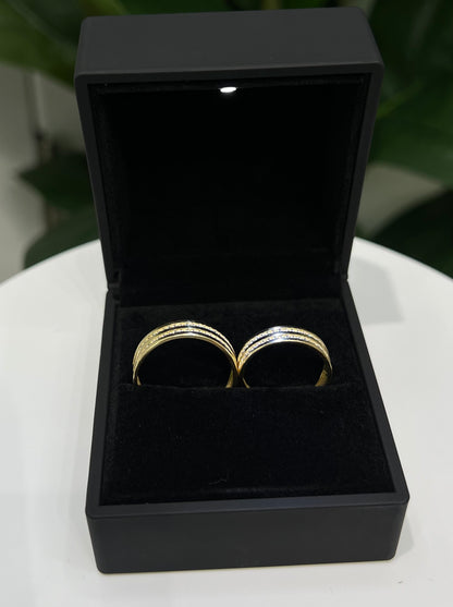 362- NEW 14K Wedding Band Full Cz Rings Set (W.G)