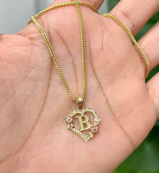 0049- NEW 14K Letter “B” Heart Shape Pendant W.G