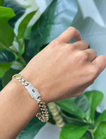 1166- NEW 14k Hollow Cuban Monaci Bracelet (8mm) 7" W.G