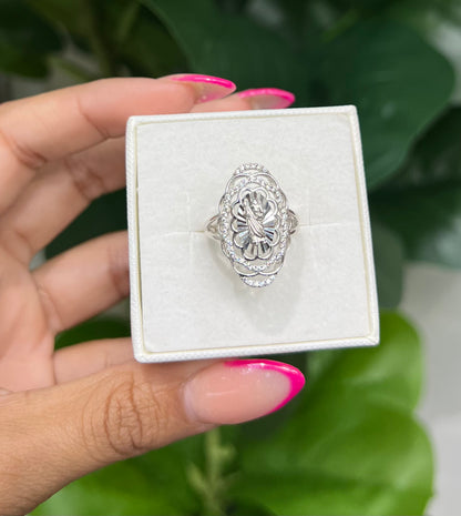 S636- NEW . 925 Sterling Silver Oval St. Jude Ring W.G