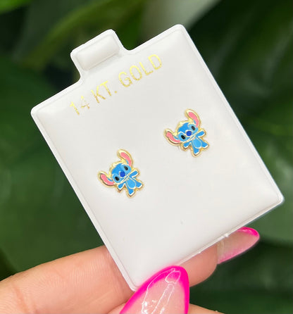 1141- NEW 14K Small Stitch Stud Earrings W.G