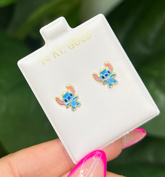 1141- NEW 14K Small Stitch Stud Earrings W.G