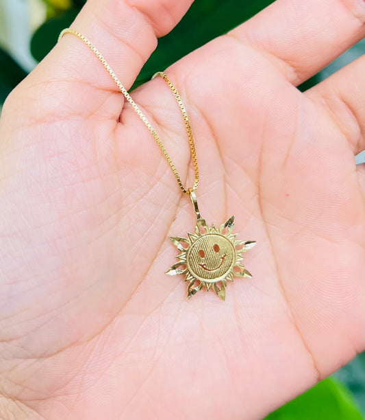 462- NEW 14K Gold Sun Sign Pendant W.G