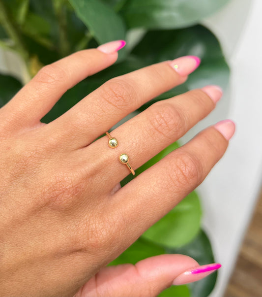 503 - 14K Gold Adjustable Beads Ring W.G