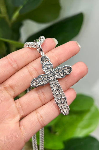 S849- NEW .925 Sterling Silver Fashion Cz Cross Pendant- W.G