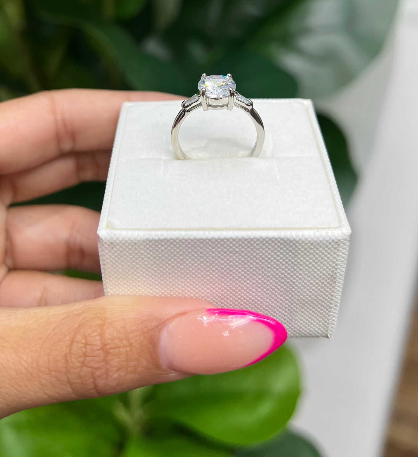 S443- NEW .925 Sterling Silver Clear CZ Solitaire Ring W.G