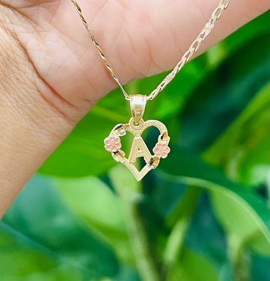 374- NEW 14K Letter “A” Heart Pendant W.G