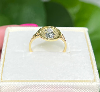 00148- NEW 14K St. Jude Round Gold Ring (W.G)