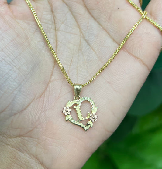 0066- NEW 14K Letter “L” Heart Shape Pendant W.G