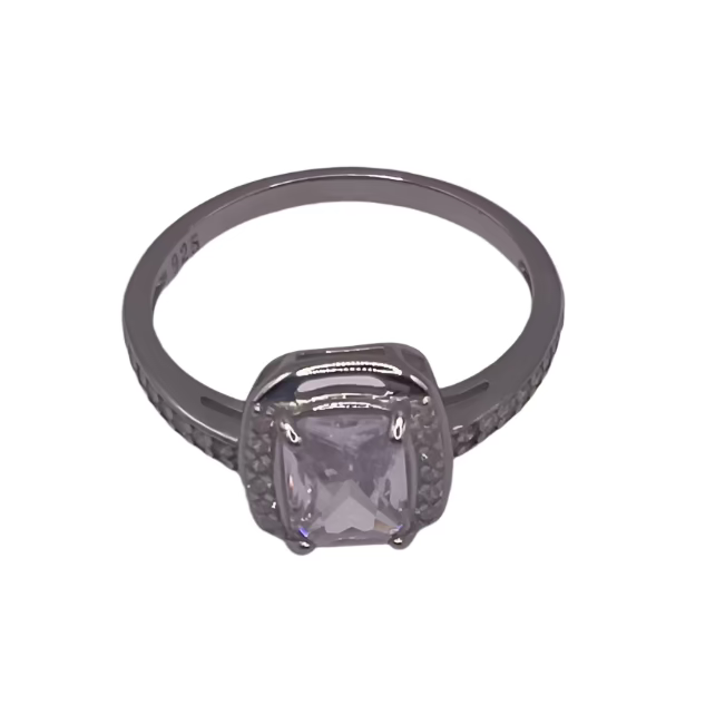 S758- Square Cz Stone Ring Sz 6