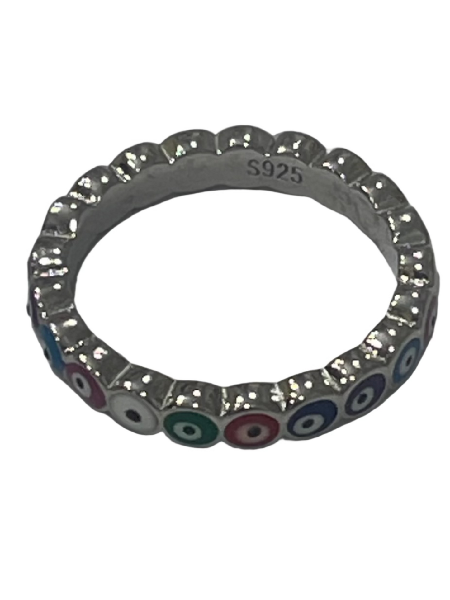 S770- Multi Color Evil Eye Band Ring Sz 4