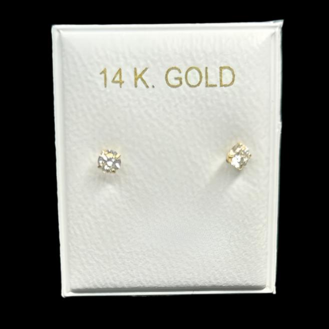 001- NEW 14K Gold Earrings        (3mm).W.G