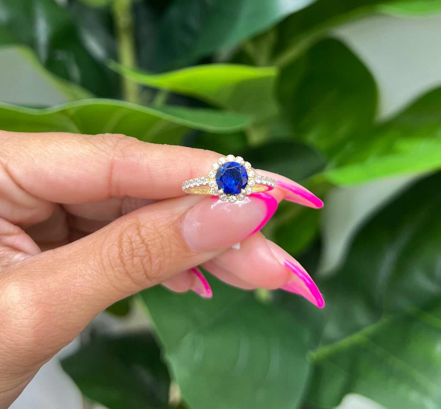 474- NEW 14K Blue Round CZ Stone Women's Ring W.G
