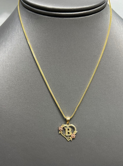 0049- NEW 14K Letter “B” Heart Shape Pendant W.G