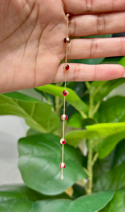 1154- NEW 14K Red Evil Eye Bracelet W.G