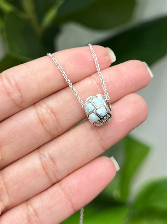 S774- NEW .925 Sterling Silver Larimar Slide Charm W.G