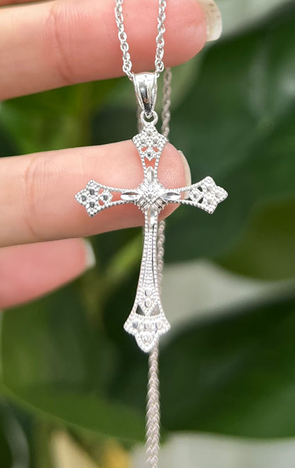 S846- NEW .925 Sterling Silver Cross Pendant W.G