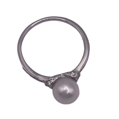 S761- FreshWater Pearl Silver Ring Sz 6