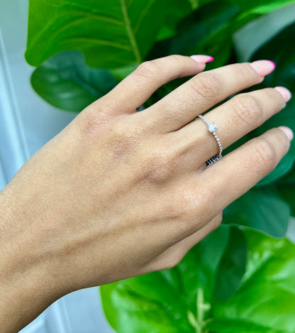 S447- NEW .925 Sterling Silver Thin Round Cz Women’s Ring W.G