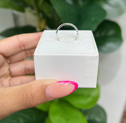 S446- NEW .925 Sterling Silver Micro Eternity CZ Ring W.G