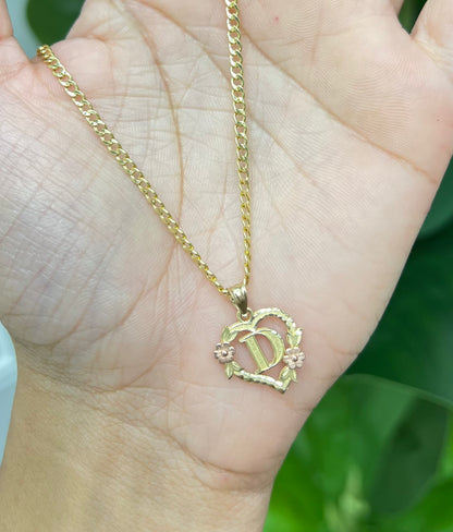 0065- NEW 14K Letter “D” Heart Shape Pendant W.G