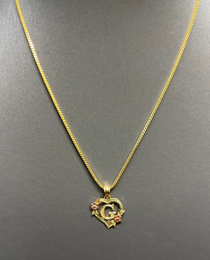 0071- NEW 14K Letter “G” Heart Shape Pendant W.G